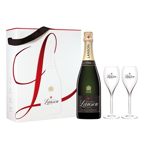 Lanson Le Black Creation 75cl and 2 Flutes Pack - Customer Favourite